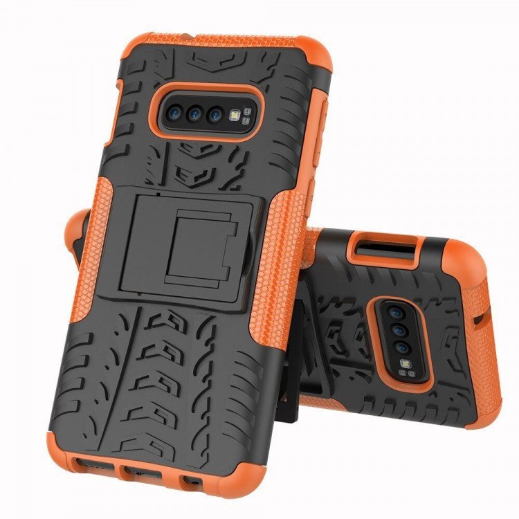 Чехол Hybrid Armor для Samsung Galaxy S10e (черный + оранжевый)