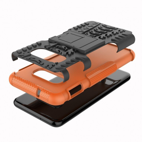 Чехол Hybrid Armor для Samsung Galaxy S10e (черный + оранжевый)