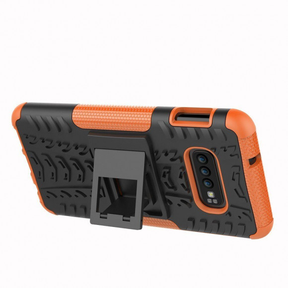 Чехол Hybrid Armor для Samsung Galaxy S10e (черный + оранжевый)