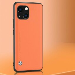 Чехол из искусственной кожи для iPhone 14 (оранжевый)