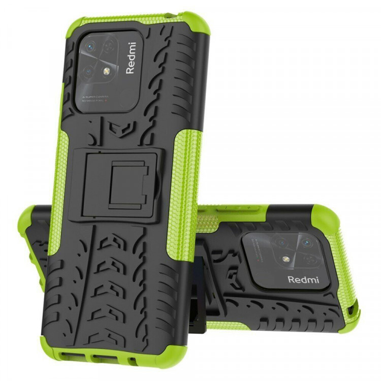 Чехол Hybrid Armor для Xiaomi Redmi 10C (черный + зеленый)