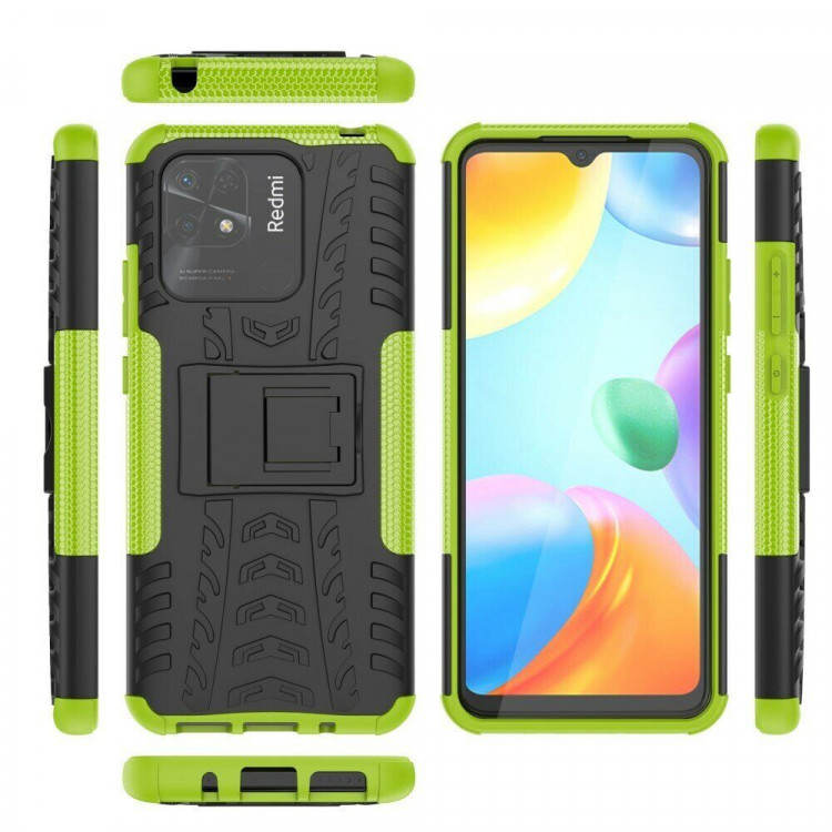 Чехол Hybrid Armor для Xiaomi Redmi 10C (черный + зеленый)