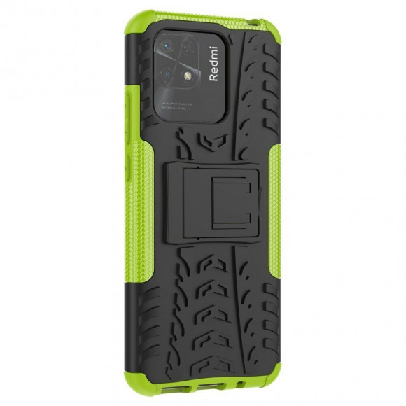 Чехол Hybrid Armor для Xiaomi Redmi 10C (черный + зеленый)