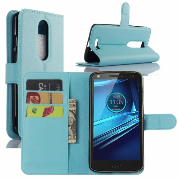 Чехол с визитницей для Motorola Moto X Force (голубой)