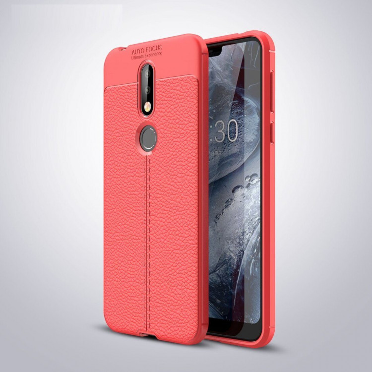 Чехол-накладка Litchi Grain для Nokia 7.1 (красный)