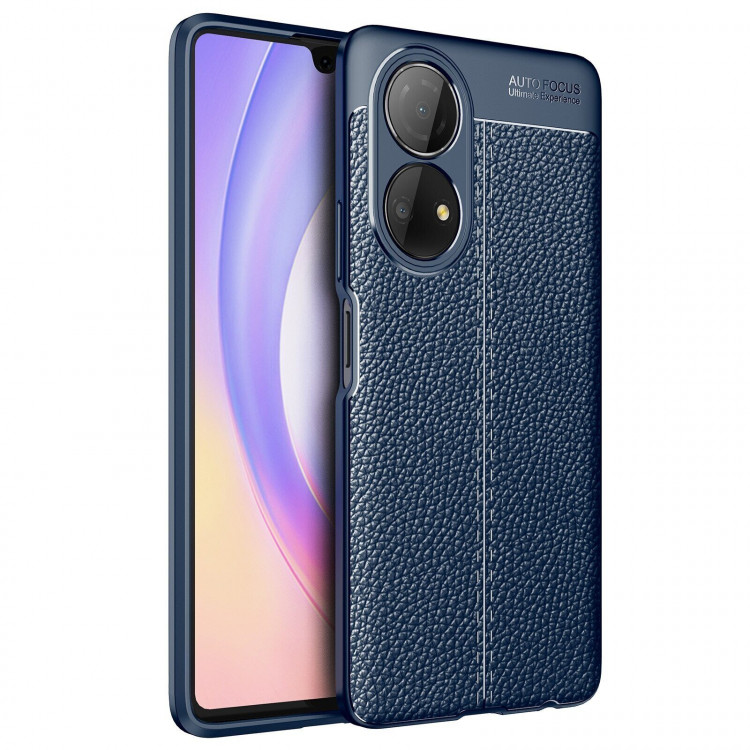 Чехол-накладка Litchi Grain для Honor X7 (темно-синий)