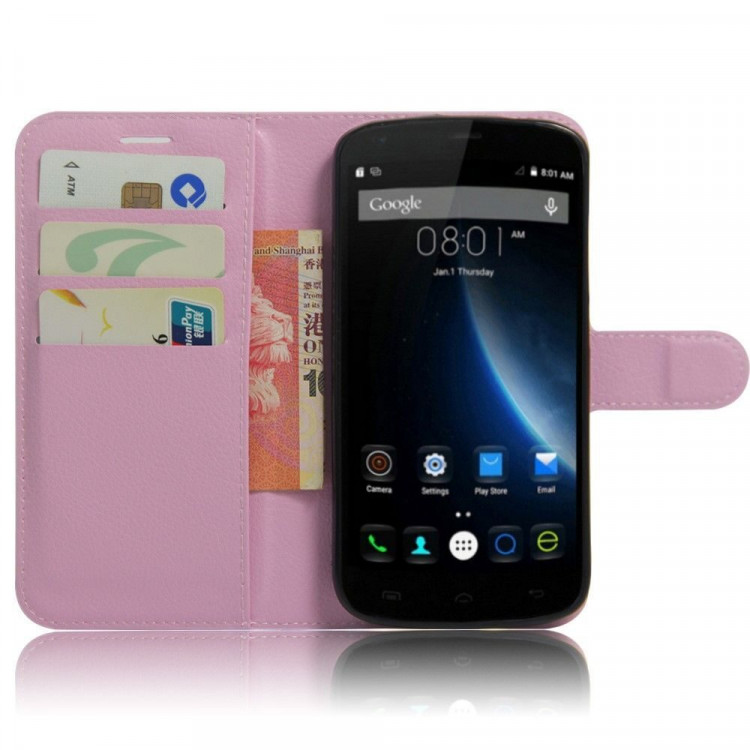 Чехол с визитницей для DOOGEE T6 / T6 Pro (розовый)