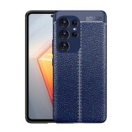 Чехол-накладка Litchi Grain для Samsung Galaxy S23 Ultra (темно-синий)