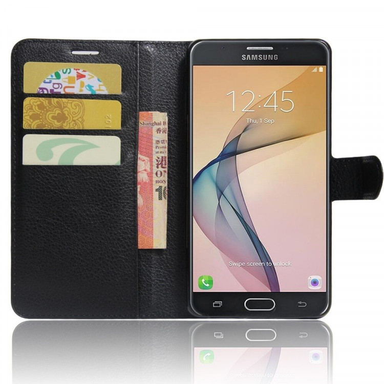 Чехол с визитницей для Samsung Galaxy J7 Prime SM-G610F/DS (черный) (On7 2016 SM-G6100)