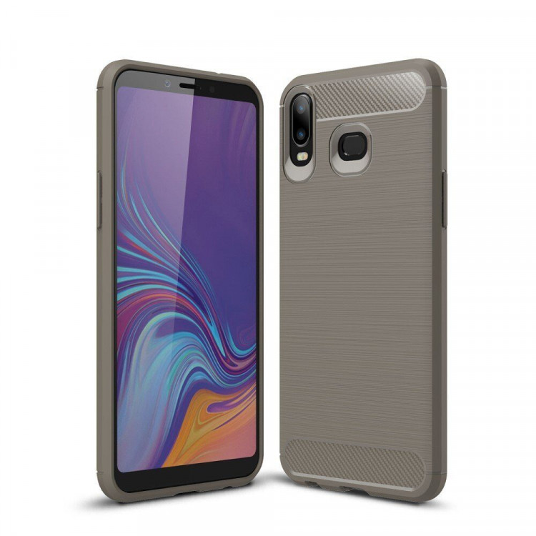 Чехол-накладка Carbon Fibre для Samsung Galaxy A6s (серый)