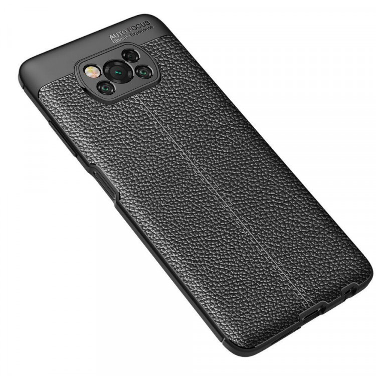 Чехол-накладка Litchi Grain для Xiaomi Poco X3 NFC / Poco X3 / Poco X3 Pro (черный)