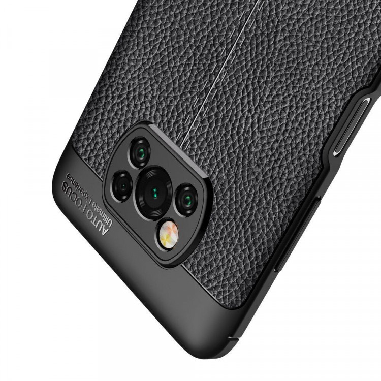 Чехол-накладка Litchi Grain для Xiaomi Poco X3 NFC / Poco X3 / Poco X3 Pro (черный)