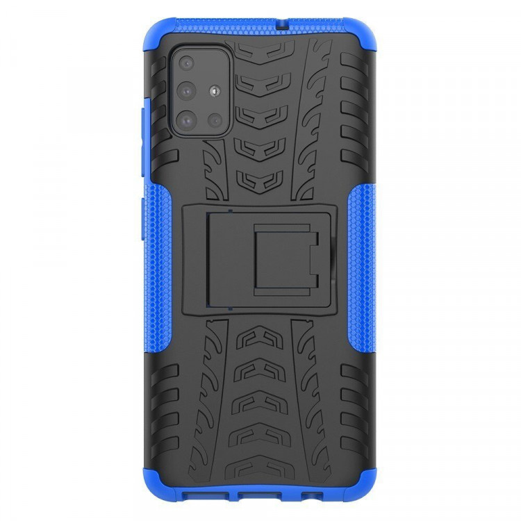 Чехол Hybrid Armor для Samsung Galaxy A51 (черный + голубой)