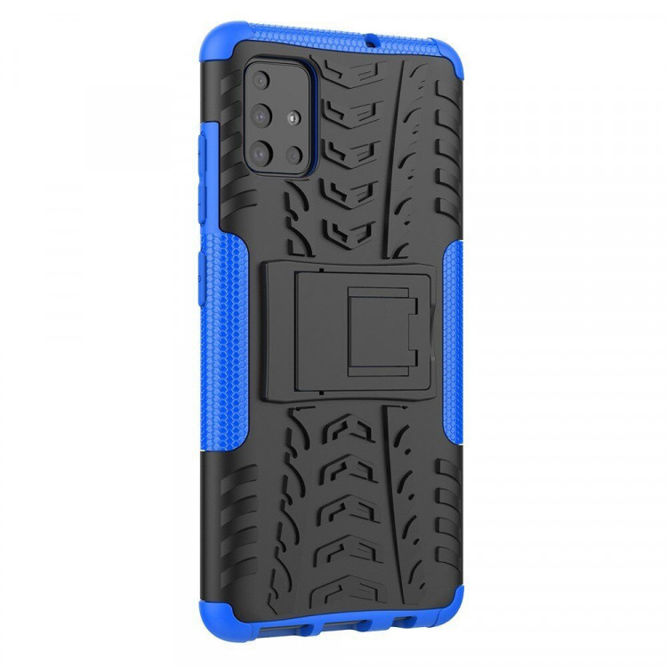 Чехол Hybrid Armor для Samsung Galaxy A51 (черный + голубой)